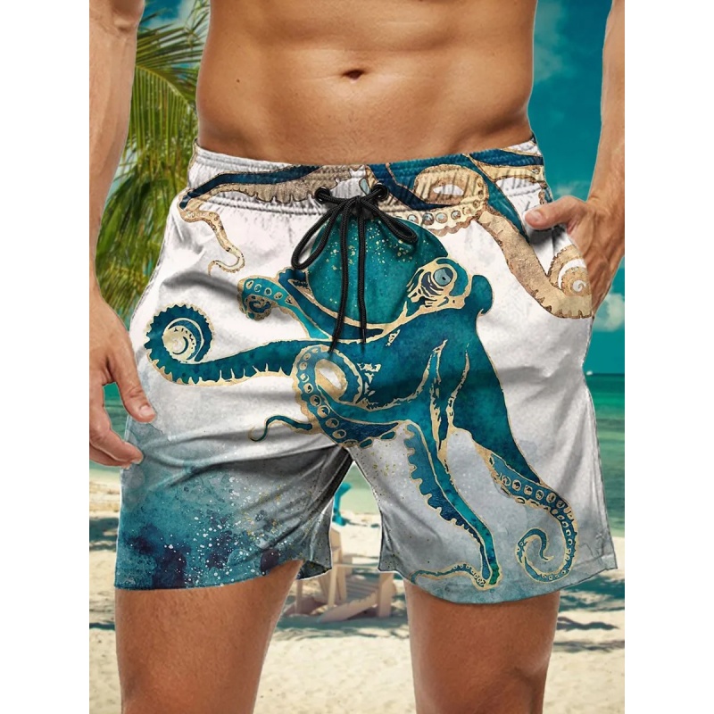 Trunks Board Surf - パイナップルオウムグラフィック水泳パンツ男性用海洋触手 3D プリントビーチショーツ夏カジュアルスポーツルーズサーフショートパンツ