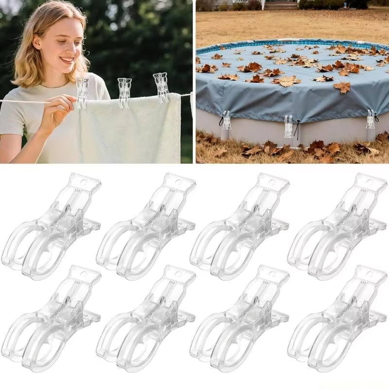 Beach Towel Large - 10個入り 透明大型洗濯バサミ ビーチタオルクリップ プラスチック製 屋外用 防風ブランケット
