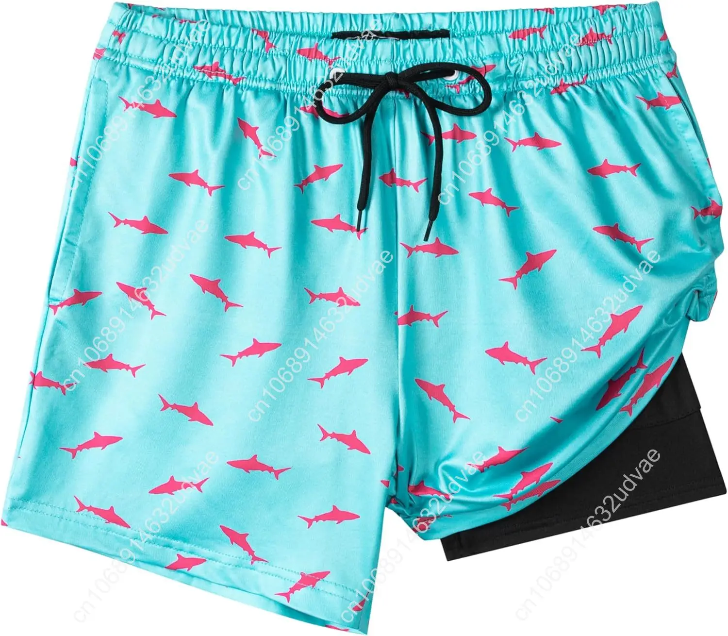 Swim Trunk Quick Dry - 男の子用、コンプレッションライナー付き、伸縮性のあるスイムショーツ。速乾性があり、ビーチで使える2-in-1タイプ。4歳から17歳向け。