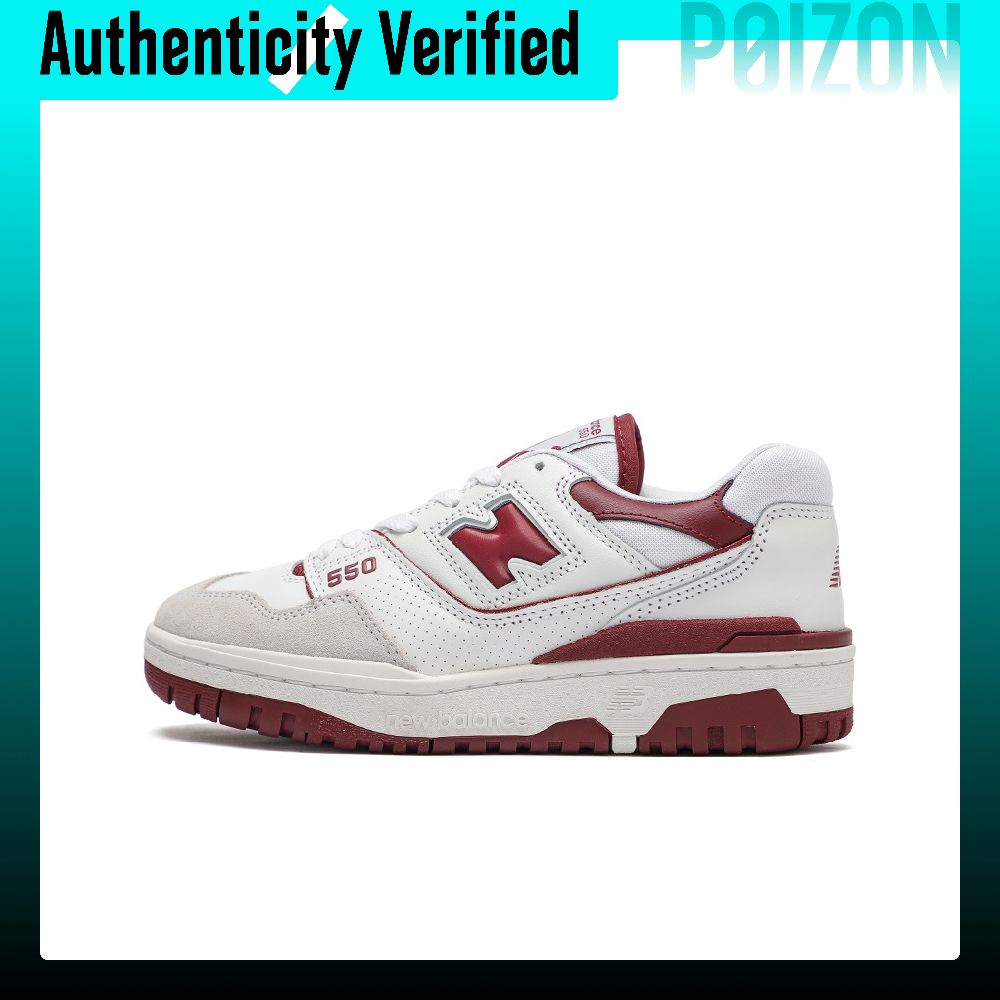 New Balance Shoes 550 - ニューバランス NB 550 スケートシューズ、男女兼用、ローカット、ホワイト/バーガンディ、BB550LI1