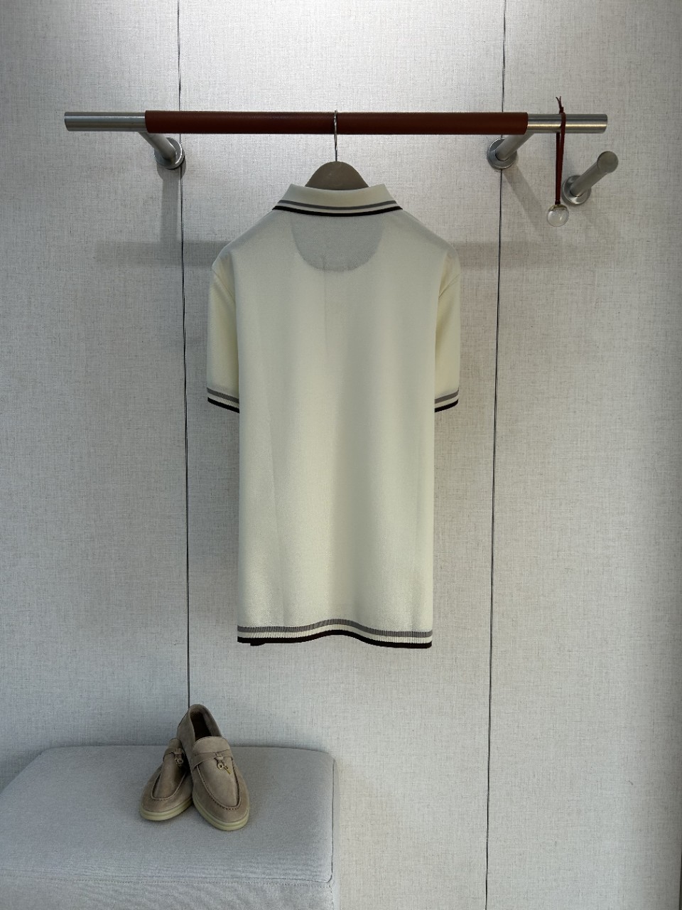 オールドマネースタイル メンズ ブラウン グレー 編み込み襟 - Polo Shirt Pique のレビューと価格