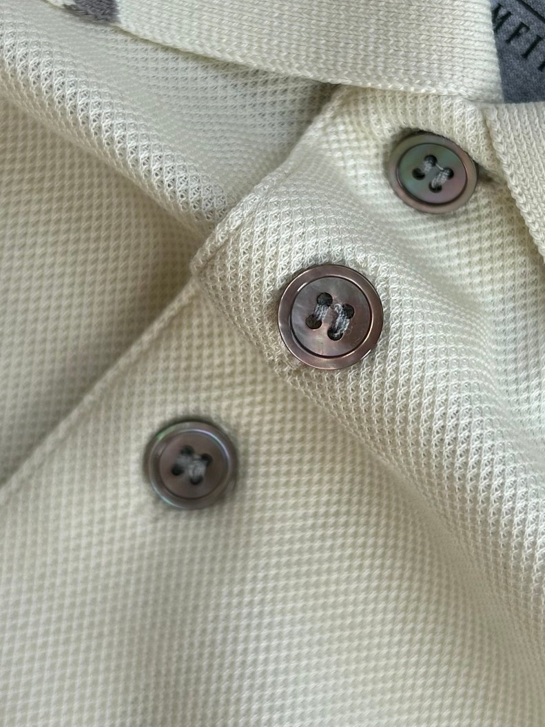 オールドマネースタイル メンズ ブラウン グレー 編み込み襟 - Polo Shirt Pique のレビューと価格