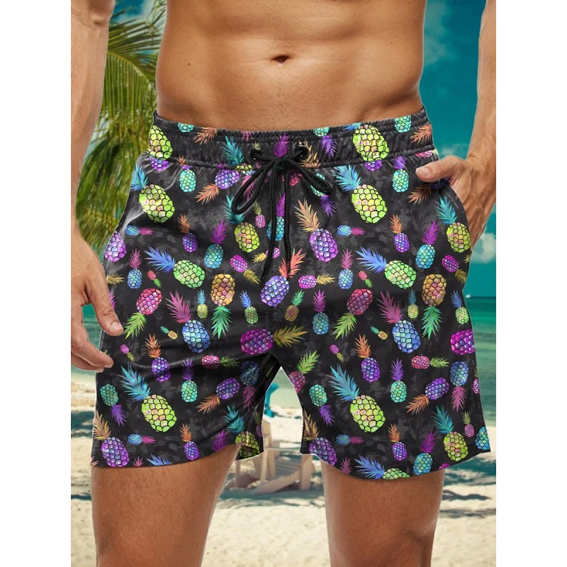 パイナップルオウムグラフィック水泳パンツ男性用海洋触手 3D - Trunks Board Surf のレビューと価格