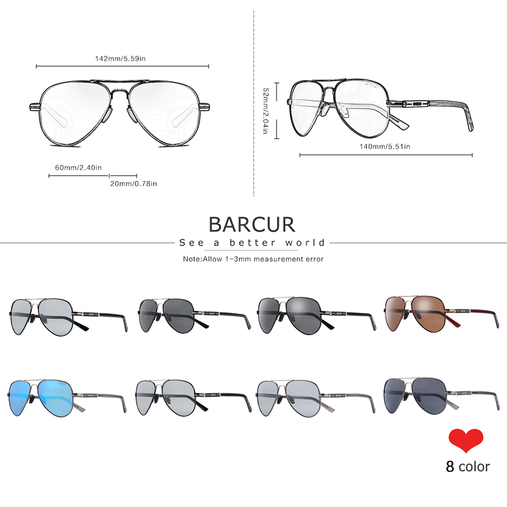 BARCUR 偏光メンズサングラスパイロットサングラス男性ア - Sunglasses Aviator Polarized のレビューと価格