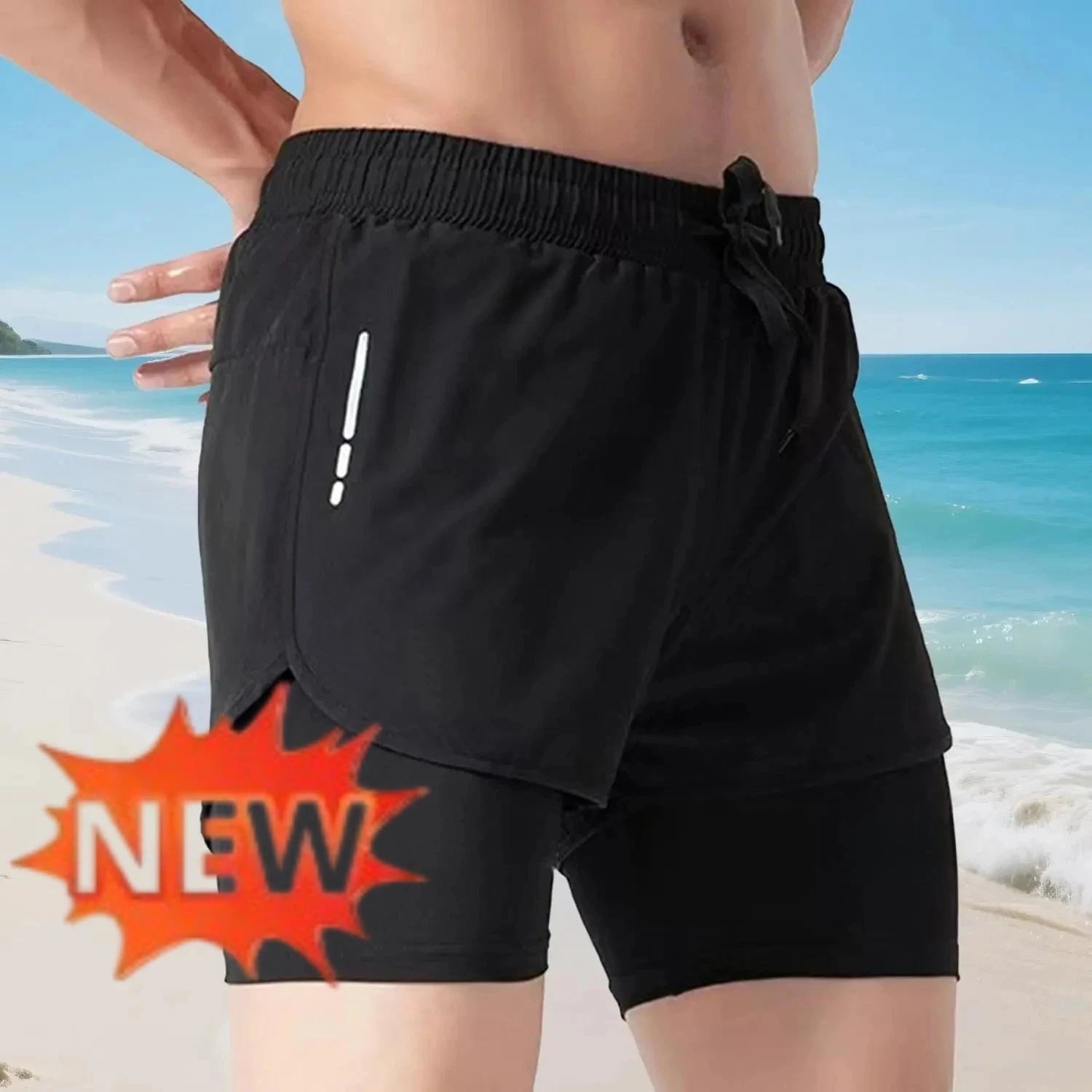 メンズ用2-in-1スイムトランクス。速乾性に優れたビーチシ - Swim Trunk Quick Dry のレビューと価格