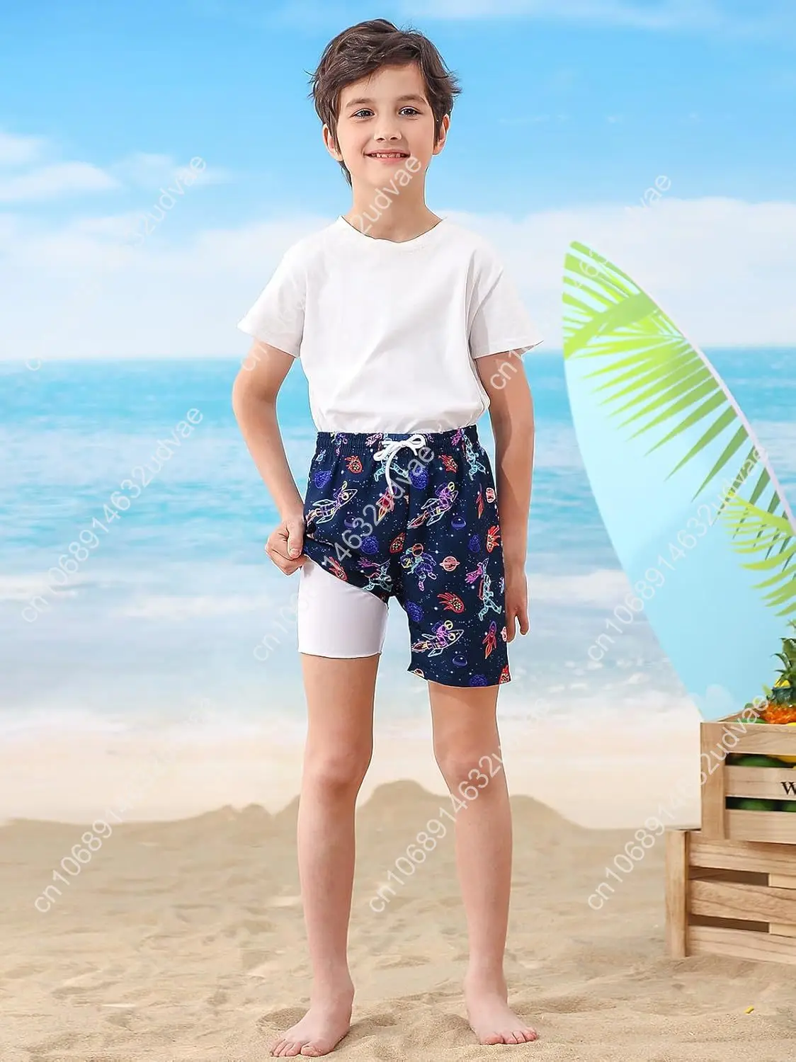男の子用スイムトランクス、ボクサーパンツ型メッシュ裏地付き、 - Swim Trunk Quick Dry のレビューと価格