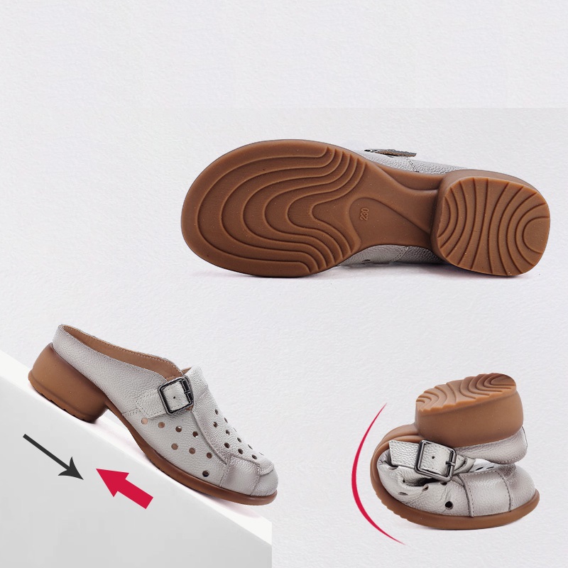新しい牛革製ローヒールサンダル レディース ホローアウト ミ - Espadrille Slip On のレビューと価格