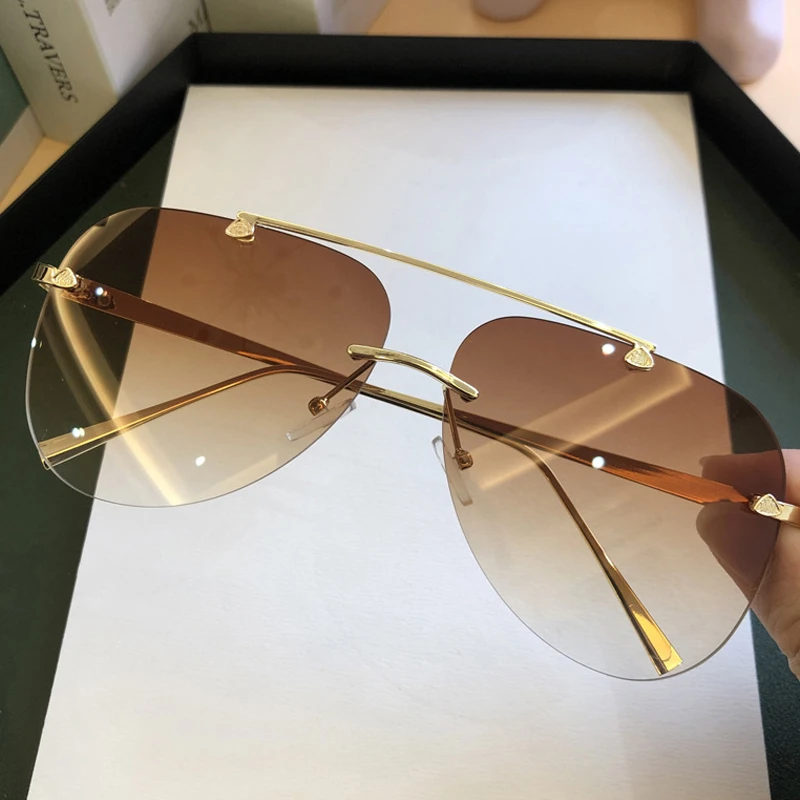 ヴィンテージリムレス合金航空パイロットサングラス男性用ブラン - Sunglasses Aviator Polarized のレビューと価格