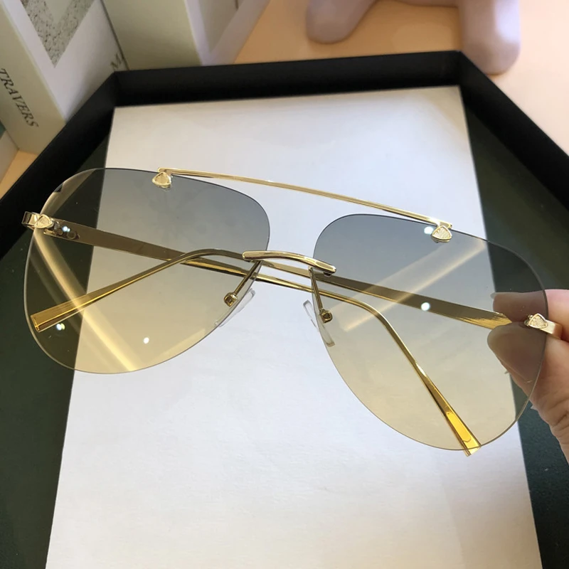 ヴィンテージリムレス合金航空パイロットサングラス男性用ブラン - Sunglasses Aviator Polarized のレビューと価格