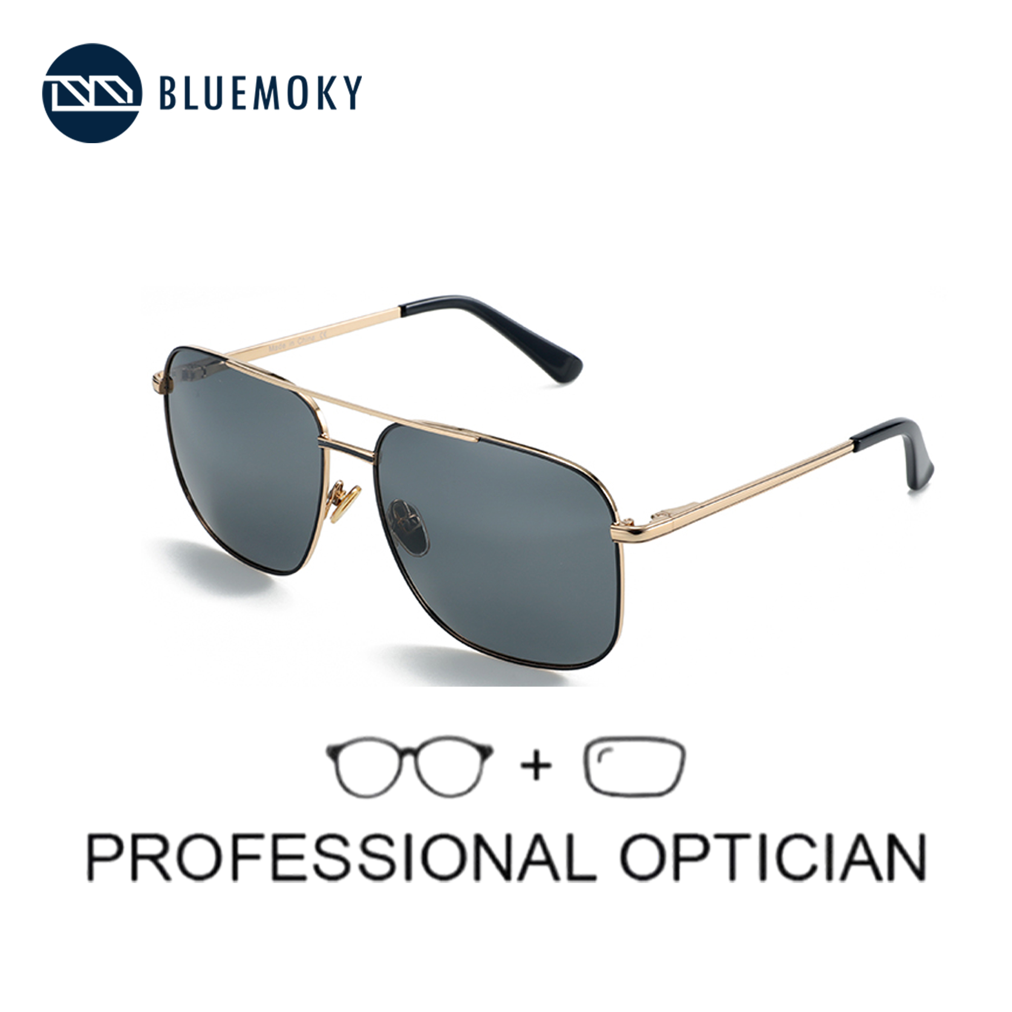 BLUEMOKY アビエーター偏光処方サングラス ダブルブリ - Sunglasses Aviator Polarized のレビューと価格