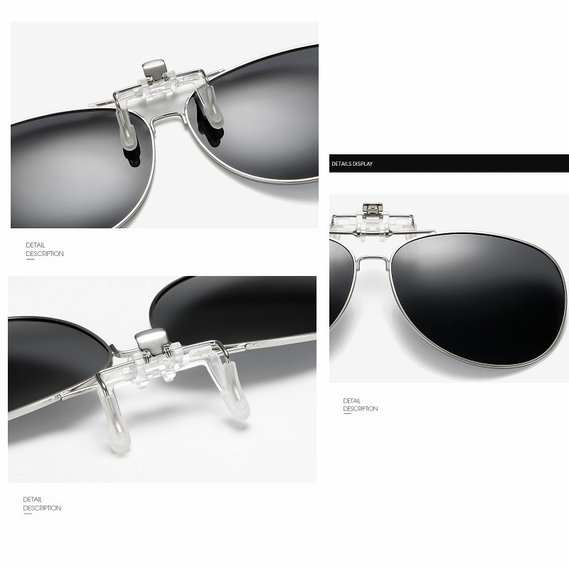 偏光レンズを使用したサングラス。クリップで簡単に装着可能。夜 - Sunglasses Aviator Polarized のレビューと価格